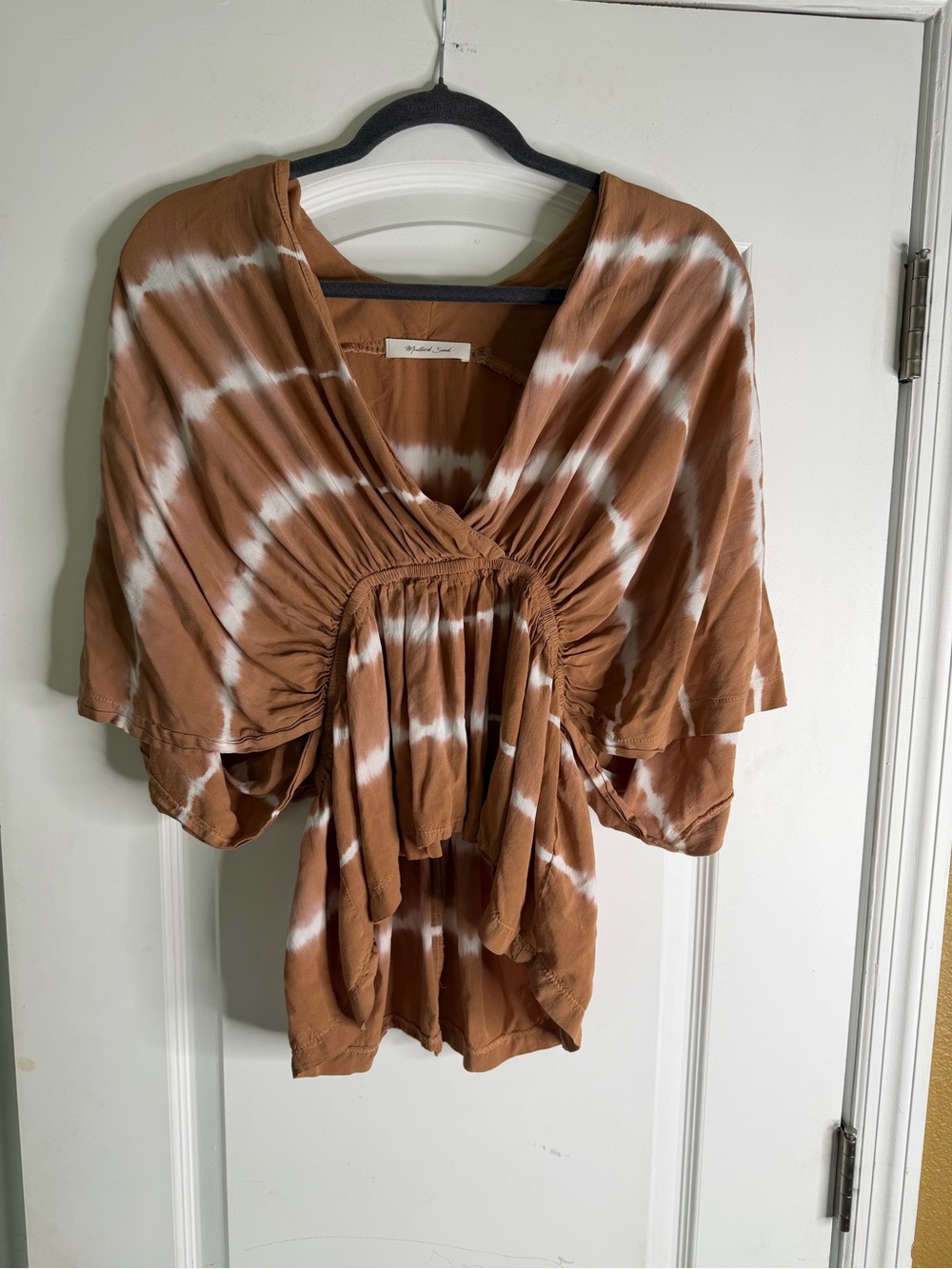 Mustard Seed Tie-Dye V-Neck Tunic With Deep V-Neck. Size S